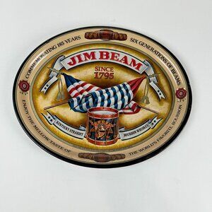 Vintage Jim Beam Metal Tray 1980 Bar Wall Sign Bourbon Whiskey Decor USA